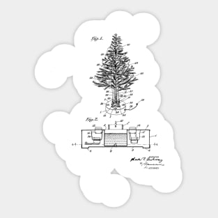 Artificial Christmas Tree Vintage Patent Hand Drawing Sticker